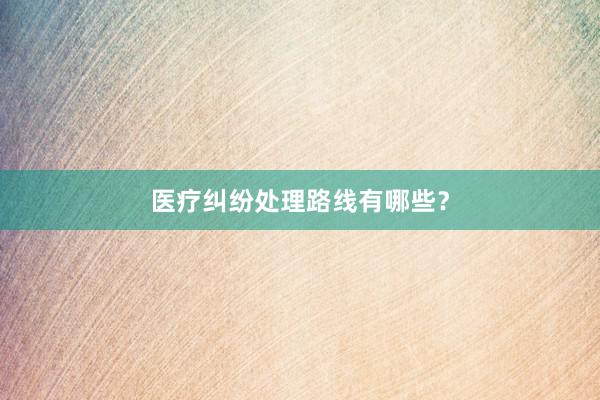 医疗纠纷处理路线有哪些？
